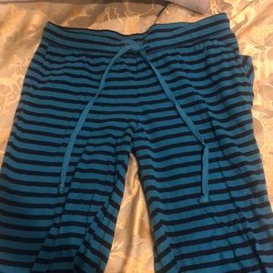 Blue, striped sweat pants with pockets